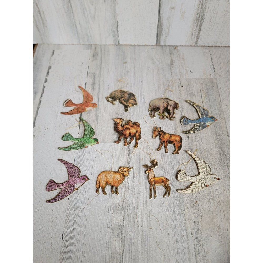 vintage Merrimack bird bear variety animal moose ornament‎ Xmas set